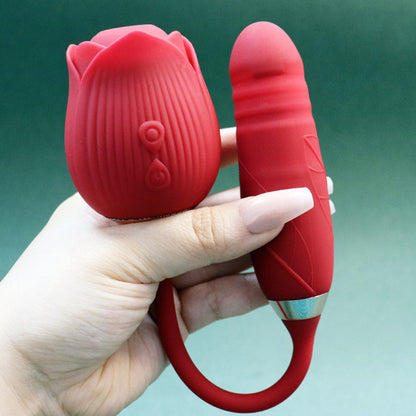 Sucking Double Rose Vibrator Red